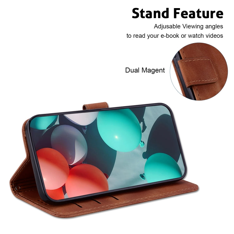 For Honor Magic6 Pro Seven-shaped Embossed Leather Phone Case(Brown) - Honor Cases by PMC Jewellery | Online Shopping South Africa | PMC Jewellery | Buy Now Pay Later Mobicred