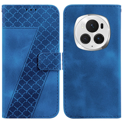 For Honor Magic6 Pro Seven-shaped Embossed Leather Phone Case(Blue) - Honor Cases by PMC Jewellery | Online Shopping South Africa | PMC Jewellery | Buy Now Pay Later Mobicred