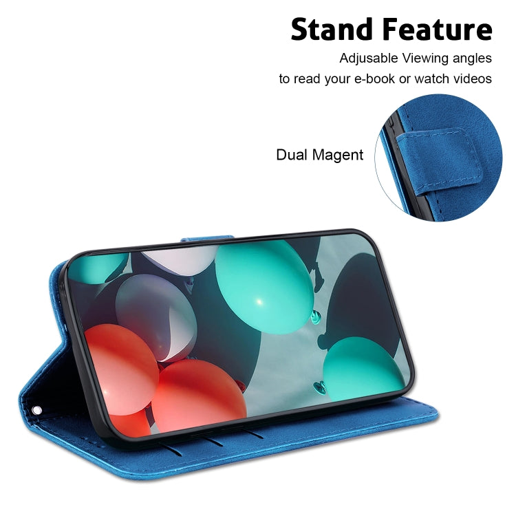 For Honor Magic6 Pro Seven-shaped Embossed Leather Phone Case(Blue) - Honor Cases by PMC Jewellery | Online Shopping South Africa | PMC Jewellery | Buy Now Pay Later Mobicred