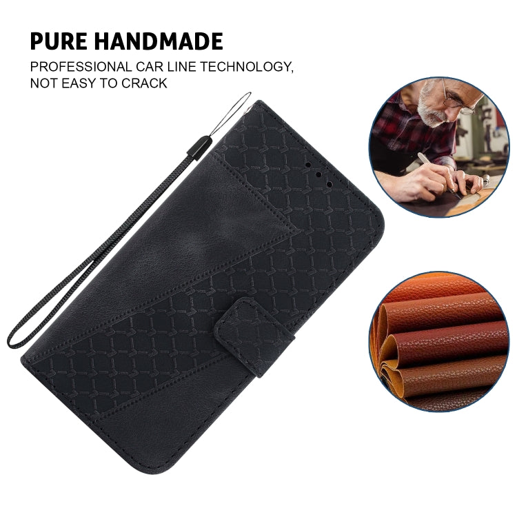 For Honor Magic6 Pro Seven-shaped Embossed Leather Phone Case(Black) - Honor Cases by PMC Jewellery | Online Shopping South Africa | PMC Jewellery | Buy Now Pay Later Mobicred