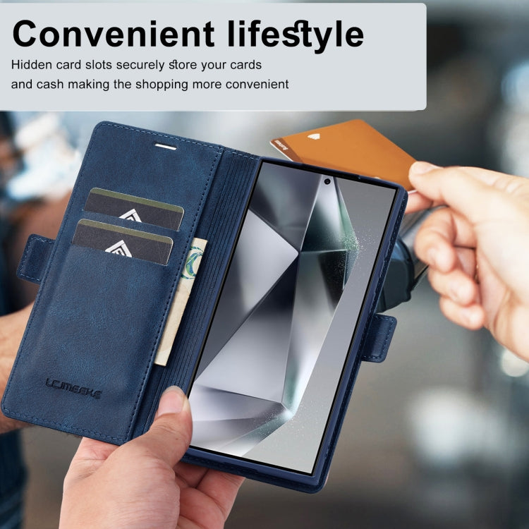For Samsung Galaxy S24 Ultra LC.IMEEKE RFID Anti-theft Leather Phone Case(Blue) - Galaxy S24 Ultra 5G Cases by LC.IMEEKE | Online Shopping South Africa | PMC Jewellery | Buy Now Pay Later Mobicred