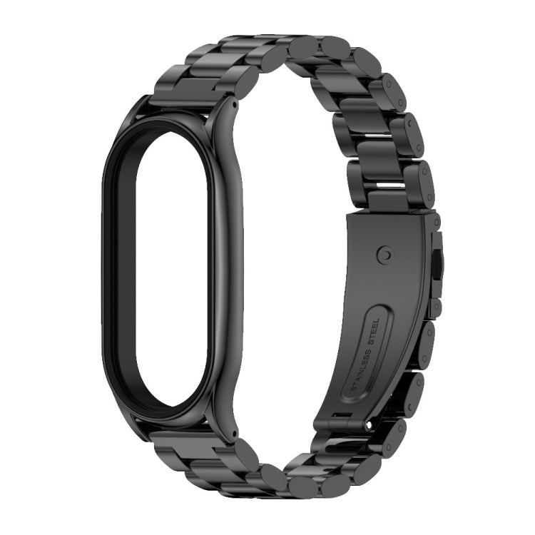 For Xiaomi Mi Band 8 Mijobs Plus Case Three Bead Metal Stainless Steel Watch Band(Black) - free shipping - PMc TechLife - Order now!