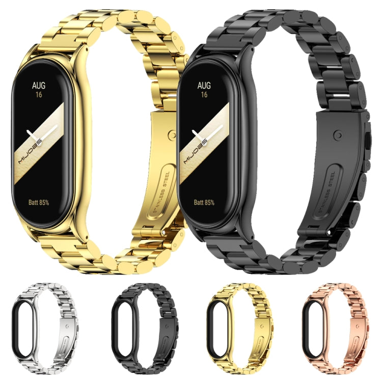 For Xiaomi Mi Band 8 Mijobs Plus Case Three Bead Metal Stainless Steel Watch Band(Silver) - free shipping - PMc TechLife - Order now!
