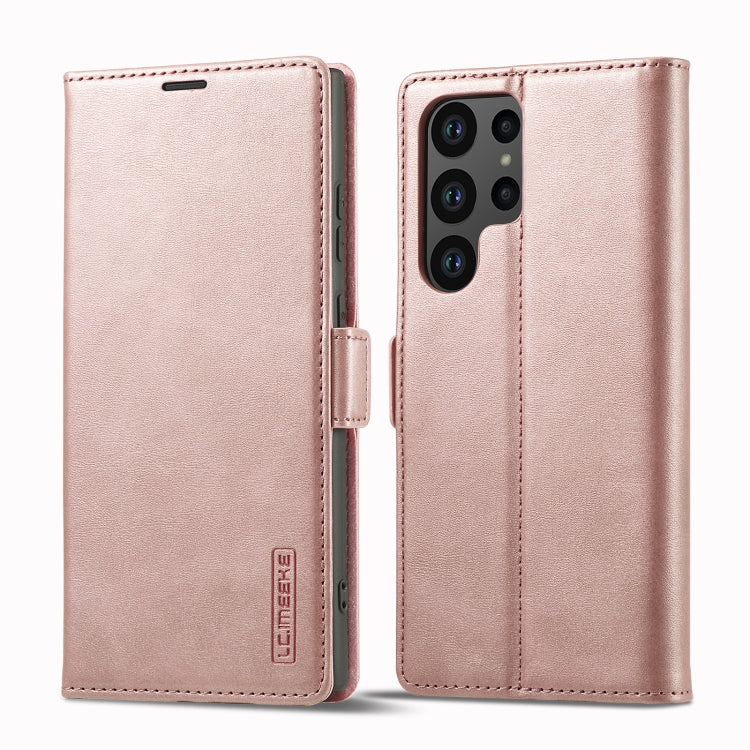 For Samsung Galaxy S24 Ultra 5G LC.IMEEKE Strong Magnetism Microfiber Leather Phone Case(Rose Gold) - free shipping - PMC Jewellery - Order now!