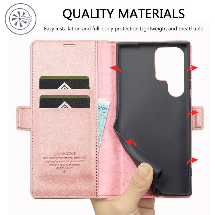 For Samsung Galaxy S24 Ultra 5G LC.IMEEKE Strong Magnetism Microfiber Leather Phone Case(Rose Gold) - free shipping - PMC Jewellery - Order now!