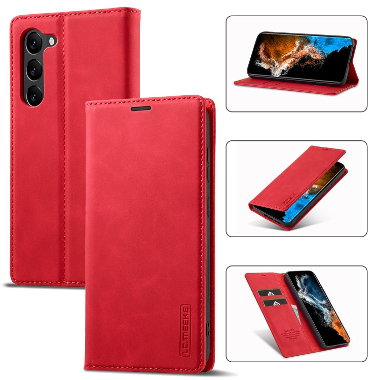 For Samsung Galaxy S24 5G LC.IMEEKE Strong Magnetism Microfiber Leather Phone Case(Red) - Galaxy S24 5G Cases by LC.IMEEKE | Online Shopping South Africa | PMC Jewellery | Buy Now Pay Later Mobicred