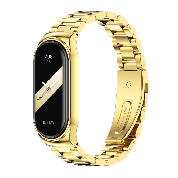 For Xiaomi Mi Band 8 Mijobs CS Case Three Bead Metal Stainless Steel Watch Band(Gold) - free shipping - PMc TechLife - Order now!