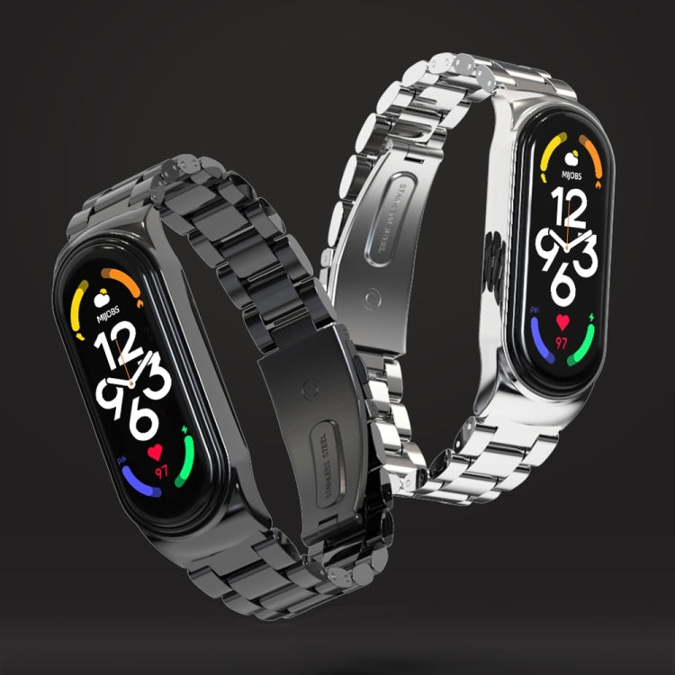 For Xiaomi Mi Band 8 Mijobs CS Case Three Bead Metal Stainless Steel Watch Band(Gold) - free shipping - PMc TechLife - Order now!