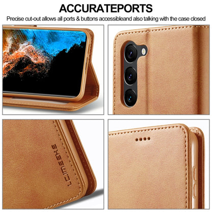 For Samsung Galaxy S24 5G LC.IMEEKE Calf Texture Leather Phone Case(Brown) - Galaxy S24 5G Cases by LC.IMEEKE | Online Shopping South Africa | PMC Jewellery | Buy Now Pay Later Mobicred