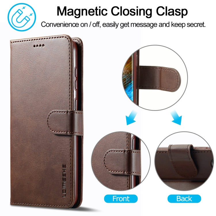 For Samsung Galaxy S24+ 5G LC.IMEEKE Calf Texture Leather Phone Case(Coffee) - Galaxy S24+ 5G Cases by LC.IMEEKE | Online Shopping South Africa | PMC Jewellery | Buy Now Pay Later Mobicred