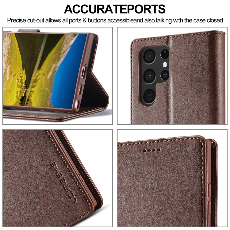 For Samsung Galaxy S24 Ultra 5G LC.IMEEKE Calf Texture Leather Phone Case(Coffee) - Galaxy S24 Ultra 5G Cases by LC.IMEEKE | Online Shopping South Africa | PMC Jewellery | Buy Now Pay Later Mobicred