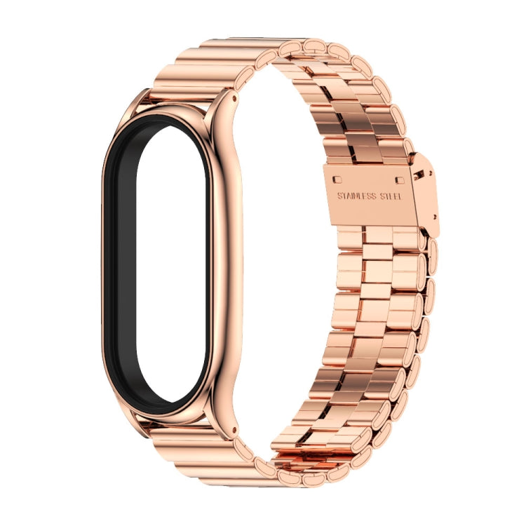 For Xiaomi Mi Band 8 Mijobs Plus Case Bamboo Buckle Metal Watch Band(Rose Gold) - free shipping - PMc TechLife - Order now!
