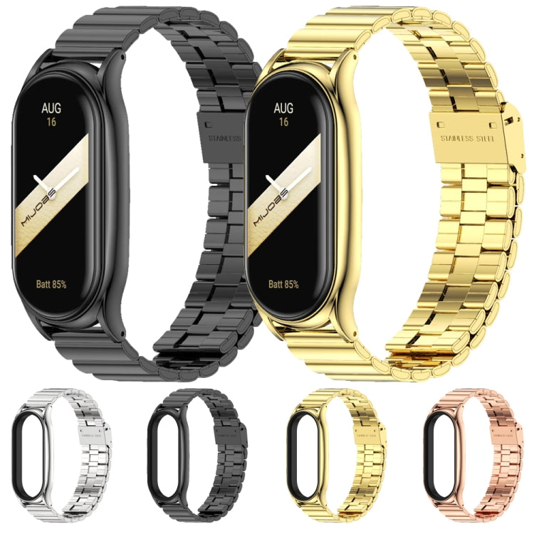 For Xiaomi Mi Band 8 Mijobs Plus Case Bamboo Buckle Metal Watch Band(Rose Gold) - free shipping - PMc TechLife - Order now!