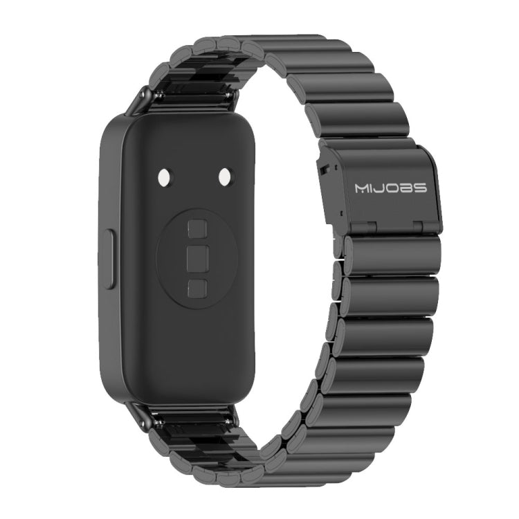 For Huawei Band 8 Mijobs Bamboo Buckle Stainless Steel Watch Band(Black) - Watch Bands by MIJOBS | Online Shopping South Africa | PMC TechLife