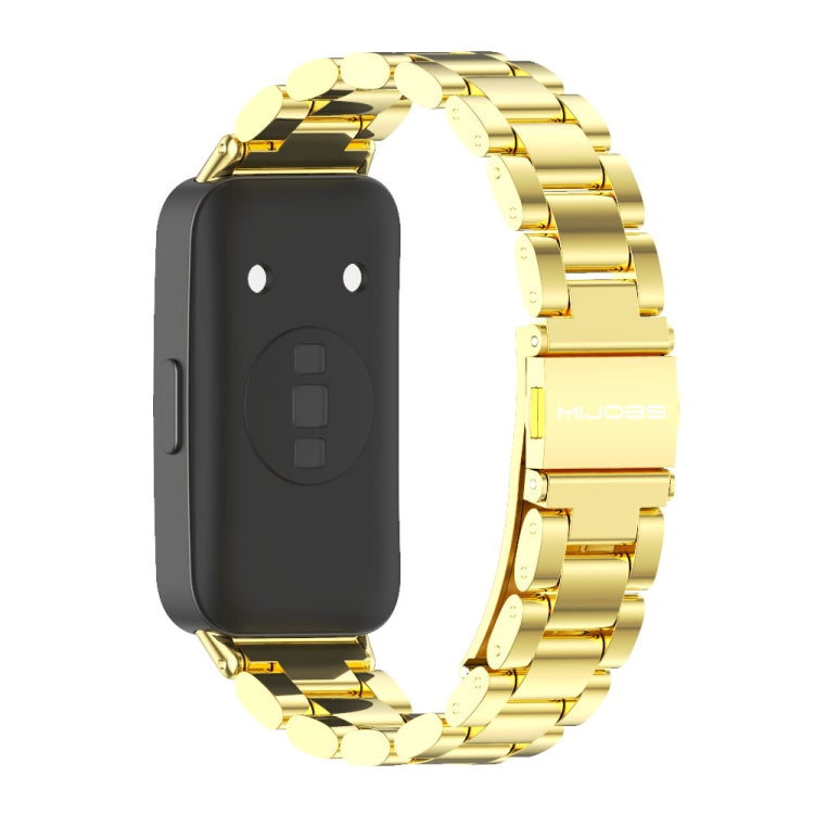 For Huawei Band 8 / 9 / 10 Mijobs Three Bead Bamboo Stainless Steel Watch Band(Gold) - free shipping - PMC TechLife - Order now!