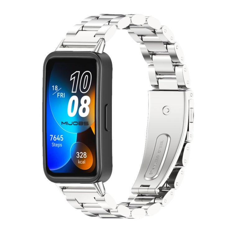 For Huawei Band 8 / 9 / 10 Mijobs Three Bead Bamboo Stainless Steel Watch Band(Silver) - free shipping - PMC TechLife - Order now!