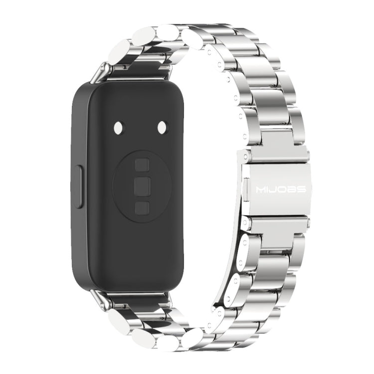 For Huawei Band 8 / 9 / 10 Mijobs Three Bead Bamboo Stainless Steel Watch Band(Silver) - free shipping - PMC TechLife - Order now!