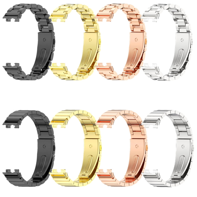 For Huawei Band 8 / 9 / 10 Mijobs Three Bead Bamboo Stainless Steel Watch Band(Gold) - free shipping - PMC TechLife - Order now!