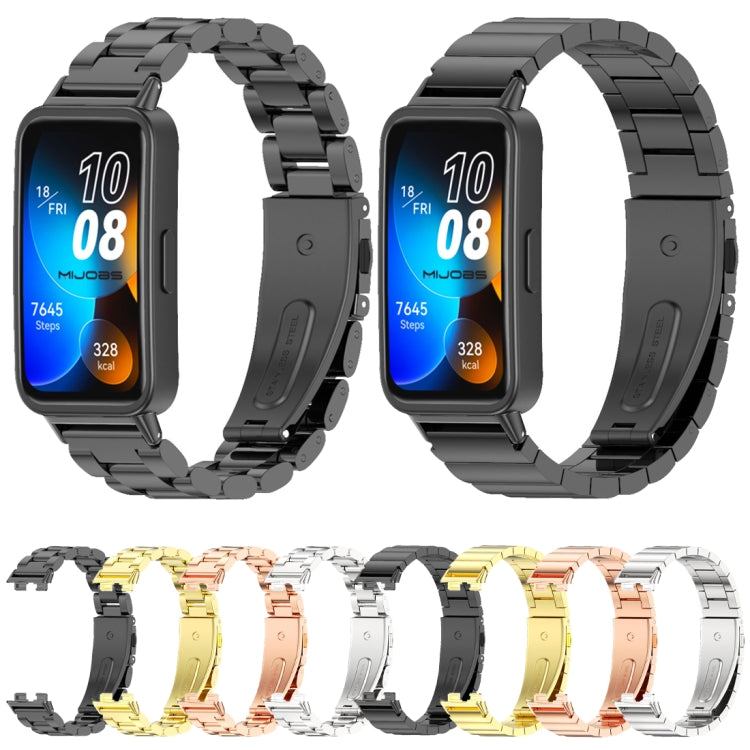 For Huawei Band 8 / 9 / 10 Mijobs Three Bead Bamboo Stainless Steel Watch Band(Gold) - free shipping - PMC TechLife - Order now!