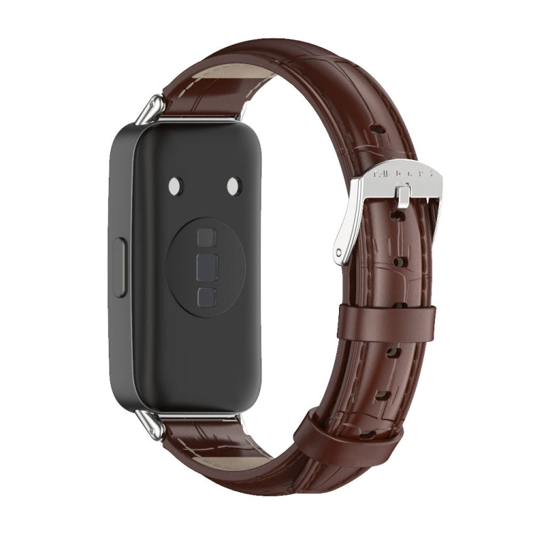 For Huawei Band 8 / 9 / 10 Mijobs Cowhide Leather Watch Band(Bamboo Coffee Silver) - free shipping - PMC TechLife - Order now!