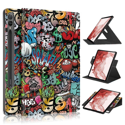 For Samsung Galaxy Tab S9 360 Rotation Stand Painted Smart Leather Tablet Case(Graffiti) - Galaxy Tab S9 Cases by PMC Jewellery | Online Shopping South Africa | PMC Jewellery | Buy Now Pay Later Mobicred