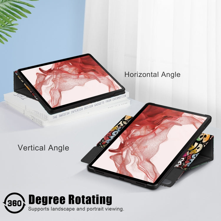 For Samsung Galaxy Tab S9 360 Rotation Stand Painted Smart Leather Tablet Case(Graffiti) - free shipping - PMC Jewellery - Order now!