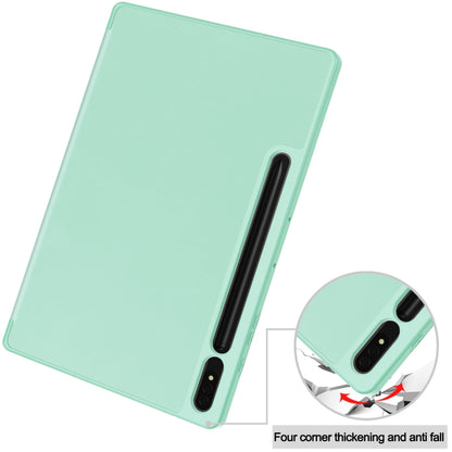 For Samsung Galaxy Tab S9+ 3-Fold Pure Color TPU Smart Leather Tablet Case with Pen Slot(Mint Green) - Galaxy Tab S9+ Cases by PMC Jewellery | Online Shopping South Africa | PMC Jewellery | Buy Now Pay Later Mobicred