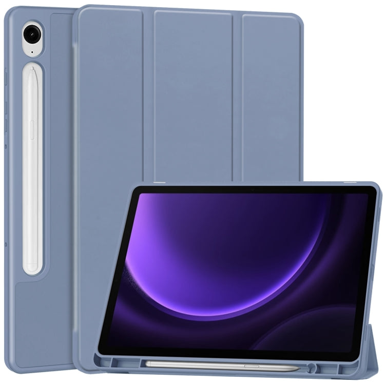 For Samsung Galaxy Tab S9 FE 3-Fold Pure Color TPU Smart Leather Tablet Case with Pen Slot(Lavender) - Galaxy Tab S9 FE by PMC TechLife | Online Shopping South Africa | PMC TechLife