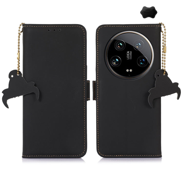 For Motorola Moto G24 / G04 Genuine Leather Magnetic RFID Leather Phone Case(Black) - Motorola Cases by PMC TechLife | Online Shopping South Africa | PMC TechLife | Buy Now Pay Later Mobicred