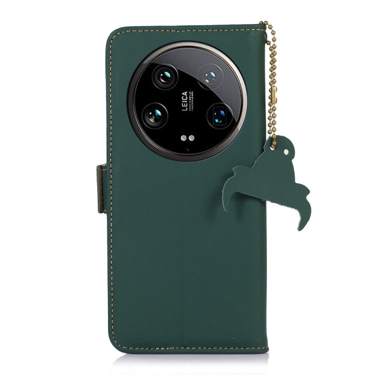 For Motorola Moto G24 / G04 Genuine Leather Magnetic RFID Leather Phone Case(Green) - Motorola Cases by PMC TechLife | Online Shopping South Africa | PMC TechLife | Buy Now Pay Later Mobicred