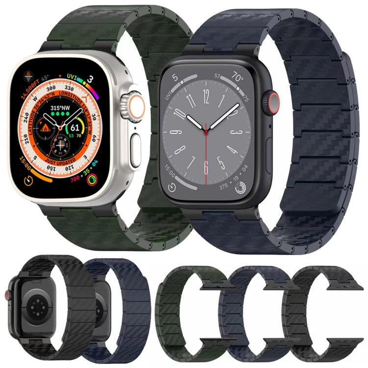 For Apple Watch Series 9 41mm Carbon Fiber Magnetic Loop Watch Band(Official Green) - Watch Bands by PMC TechLife | Online Shopping South Africa | PMC TechLife