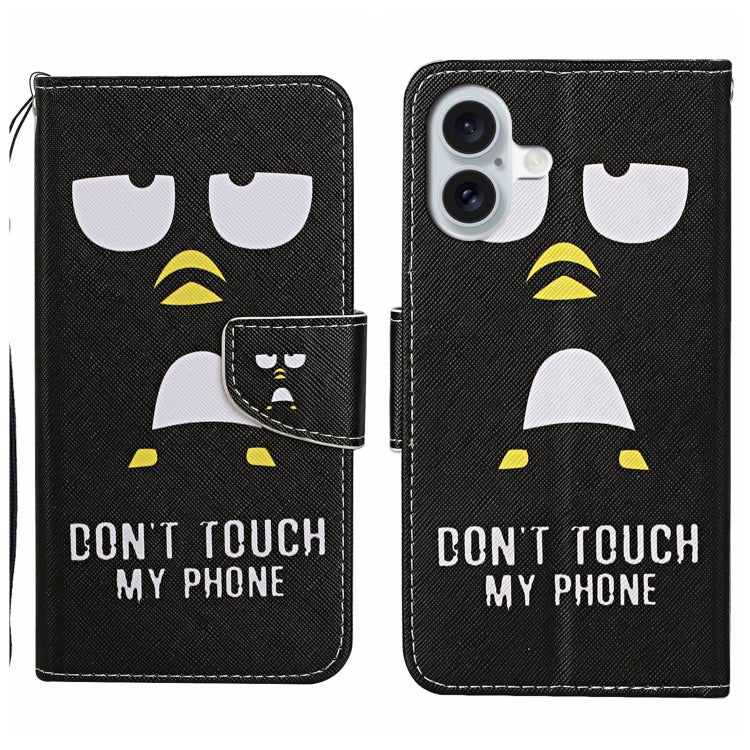 For iPhone 16 Plus 3D Colored Drawing Flip Leather Phone Case(Penguins) - iPhone 16 Plus Cases by PMC Jewellery | Online Shopping South Africa | PMC Jewellery | Buy Now Pay Later Mobicred