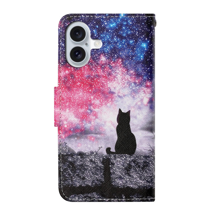 For iPhone 16 3D Colored Drawing Flip Leather Phone Case(Star Cat) - iPhone 16 Cases by PMC Jewellery | Online Shopping South Africa | PMC Jewellery | Buy Now Pay Later Mobicred