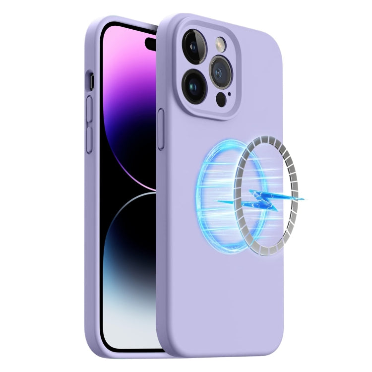 For iPhone 14 Pro Max LK MagSafe Magnetic Silicone Phone Case(Purple) - iPhone 14 Pro Max Cases by PMC Jewellery | Online Shopping South Africa | PMC Jewellery