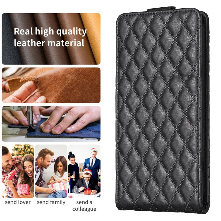 For Xiaomi 13 Lite / Civi 2 Diamond Lattice Vertical Flip Leather Phone Case(Black) - 13 Lite Cases by PMC Jewellery | Online Shopping South Africa | PMC Jewellery | Buy Now Pay Later Mobicred