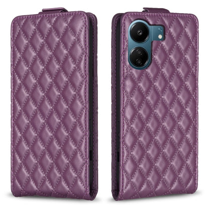 For Xiaomi Redmi 13C Diamond Lattice Vertical Flip Leather Phone Case(Dark Purple) - 13C Cases by PMC Jewellery | Online Shopping South Africa | PMC Jewellery | Buy Now Pay Later Mobicred