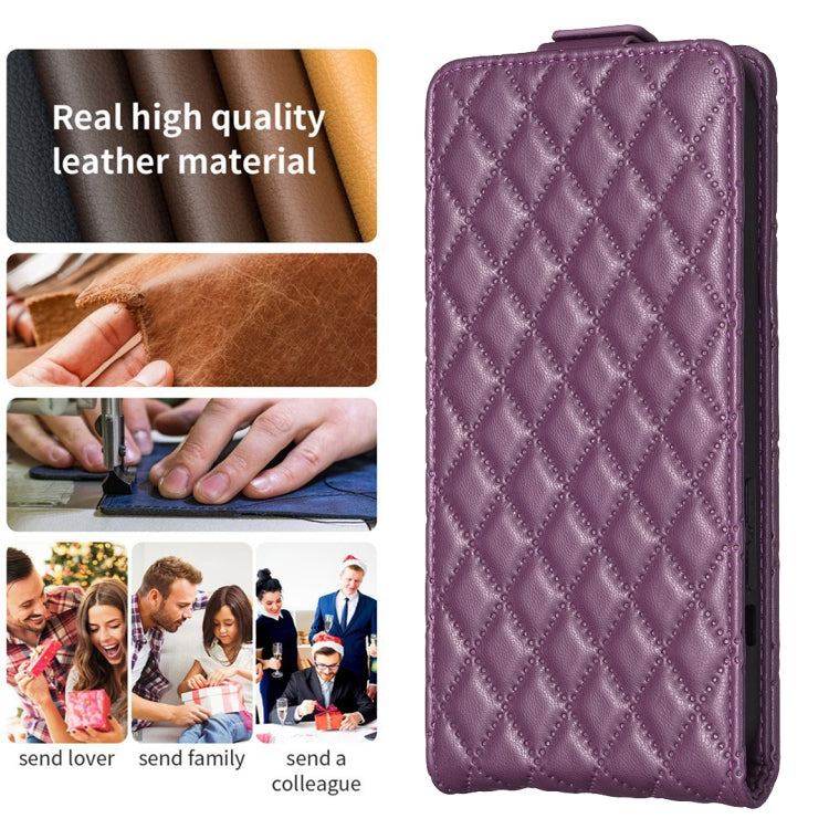 For Xiaomi Redmi 13C Diamond Lattice Vertical Flip Leather Phone Case(Dark Purple) - 13C Cases by PMC Jewellery | Online Shopping South Africa | PMC Jewellery | Buy Now Pay Later Mobicred