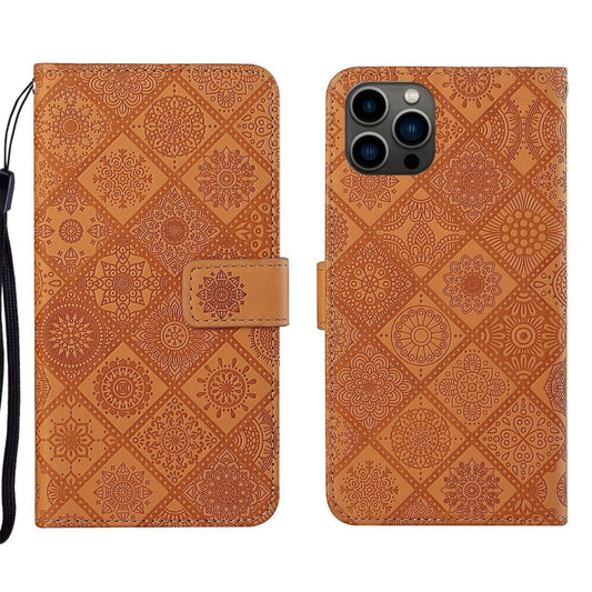 For iPhone 16 Pro Max Ethnic Style Embossed Pattern Leather Phone Case(Brown) - iPhone 16 Pro Max Cases by PMC Jewellery | Online Shopping South Africa | PMC Jewellery | Buy Now Pay Later Mobicred