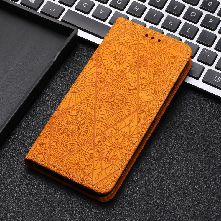 For iPhone 16 Pro Max Ethnic Embossed Adsorption Leather Phone Case(Yellow) - iPhone 16 Pro Max Cases by PMC TechLife | Online Shopping South Africa | PMC TechLife | Buy Now Pay Later Mobicred