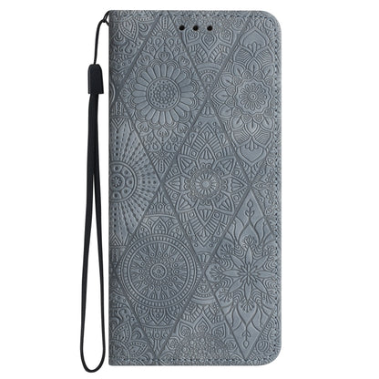 For iPhone 16 Ethnic Embossed Adsorption Leather Phone Case(Grey) - iPhone 16 Cases by PMC Jewellery | Online Shopping South Africa | PMC Jewellery | Buy Now Pay Later Mobicred