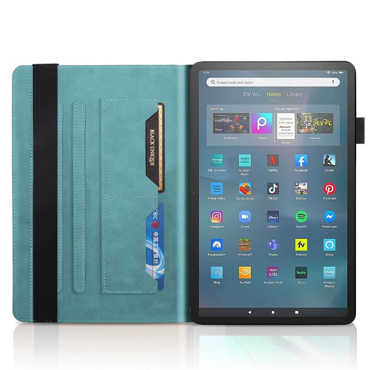For Amazon Fire Max 11 Life Tree Series Horizontal Flip Leather Tablet Case(Lake Blue) - Amazon by PMC TechLife | Online Shopping South Africa | PMC TechLife | Buy Now Pay Later Mobicred