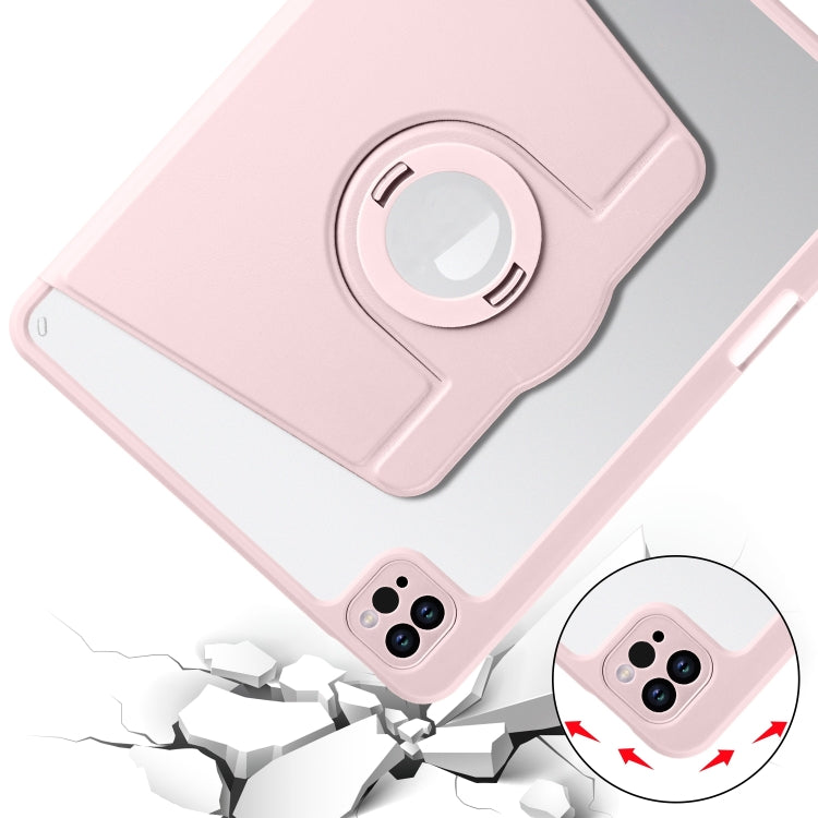 For iPad Pro 11 2024 Acrylic 360 Rotation Detachable Leather Tablet Case(Sand Pink) - iPad Pro 11 2024 Cases by PMC TechLife | Online Shopping South Africa | PMC TechLife | Buy Now Pay Later Mobicred