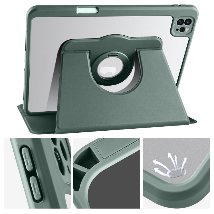 For iPad Pro 11 2024 Acrylic 360 Rotation Detachable Leather Tablet Case(Deep Green) - iPad Pro 11 2024 Cases by PMC TechLife | Online Shopping South Africa | PMC TechLife | Buy Now Pay Later Mobicred