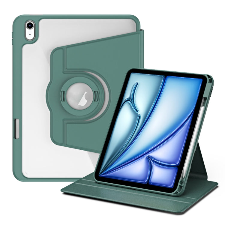 For iPad Air 13 2024 Acrylic 360 Rotation Detachable Leather Tablet Case(Deep Green) - iPad Air 13 2024 Cases by PMC Jewellery | Online Shopping South Africa | PMC Jewellery | Buy Now Pay Later Mobicred