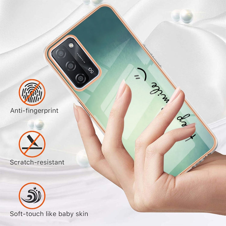 For OPPO A55 5G / A53s 5G / A54 4G Electroplating Marble Dual-side IMD Phone Case(Smile) - OPPO Cases by PMC Jewellery | Online Shopping South Africa | PMC Jewellery | Buy Now Pay Later Mobicred