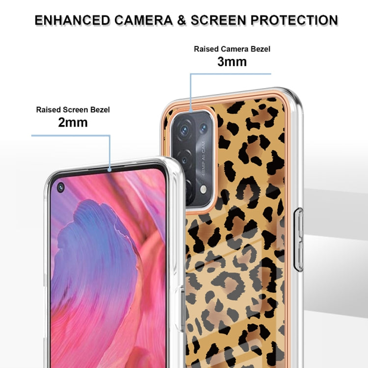 For OPPO A74 / A93 5G / A54 5G / A93s 5G Electroplating Marble Dual-side IMD Phone Case(Leopard Print) - OPPO Cases by PMC Jewellery | Online Shopping South Africa | PMC Jewellery | Buy Now Pay Later Mobicred
