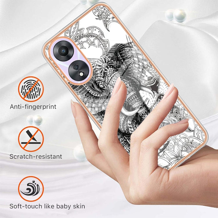 For OPPO A78 / A58 Electroplating Marble Dual-side IMD Phone Case(Totem Elephant) - OPPO Cases by PMC Jewellery | Online Shopping South Africa | PMC Jewellery | Buy Now Pay Later Mobicred