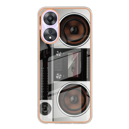 For OPPO A78 / A58 Electroplating Marble Dual-side IMD Phone Case(Retro Radio) - OPPO Cases by PMC Jewellery | Online Shopping South Africa | PMC Jewellery | Buy Now Pay Later Mobicred