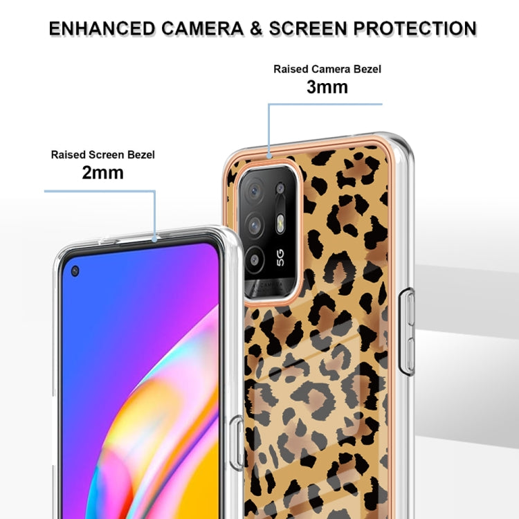 For OPPO A94 5G / A95 5G Electroplating Marble Dual-side IMD Phone Case(Leopard Print) - OPPO Cases by PMC Jewellery | Online Shopping South Africa | PMC Jewellery | Buy Now Pay Later Mobicred