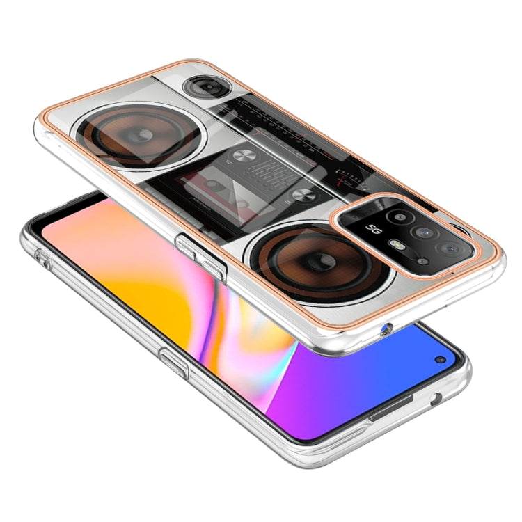 For OPPO A94 5G / A95 5G Electroplating Marble Dual-side IMD Phone Case(Retro Radio) - OPPO Cases by PMC Jewellery | Online Shopping South Africa | PMC Jewellery | Buy Now Pay Later Mobicred